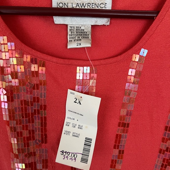 Women’s Orange Sleeveless Top by Jon Lawrence, NWT B4 - Picture 2 of 3